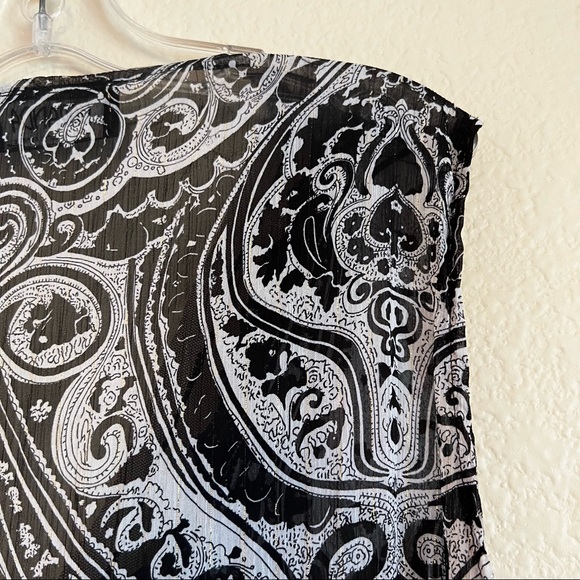 Baranda Black White Paisley print sleeveless tunic blouse size large extra large - Picture 6 of 9